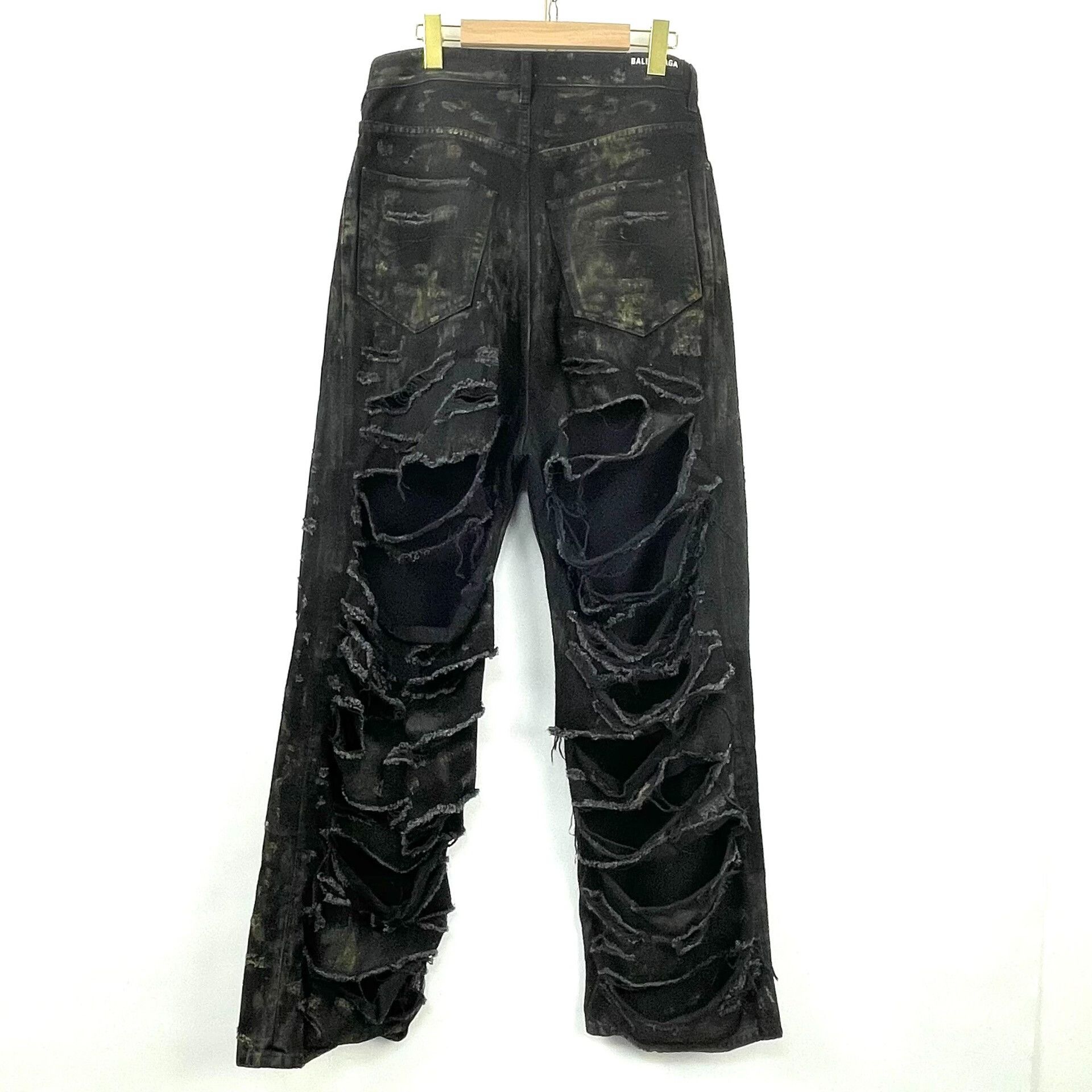 Balenciaga Balenciaga Destroyed Baggy Yellow Clay Jeans Size 22" - 2 Thumbnail