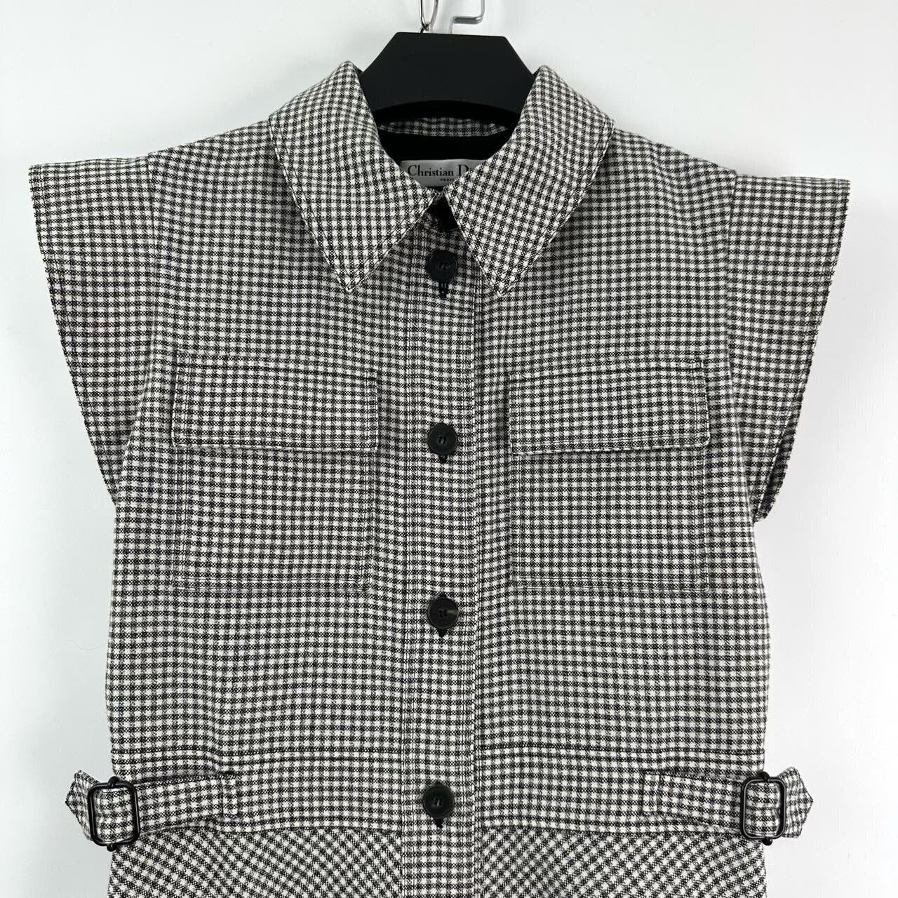 Dior Dior Houndstooth Sleeveless Wool Dress Size XS / US 0-2 / IT 36-38 - 4 Thumbnail