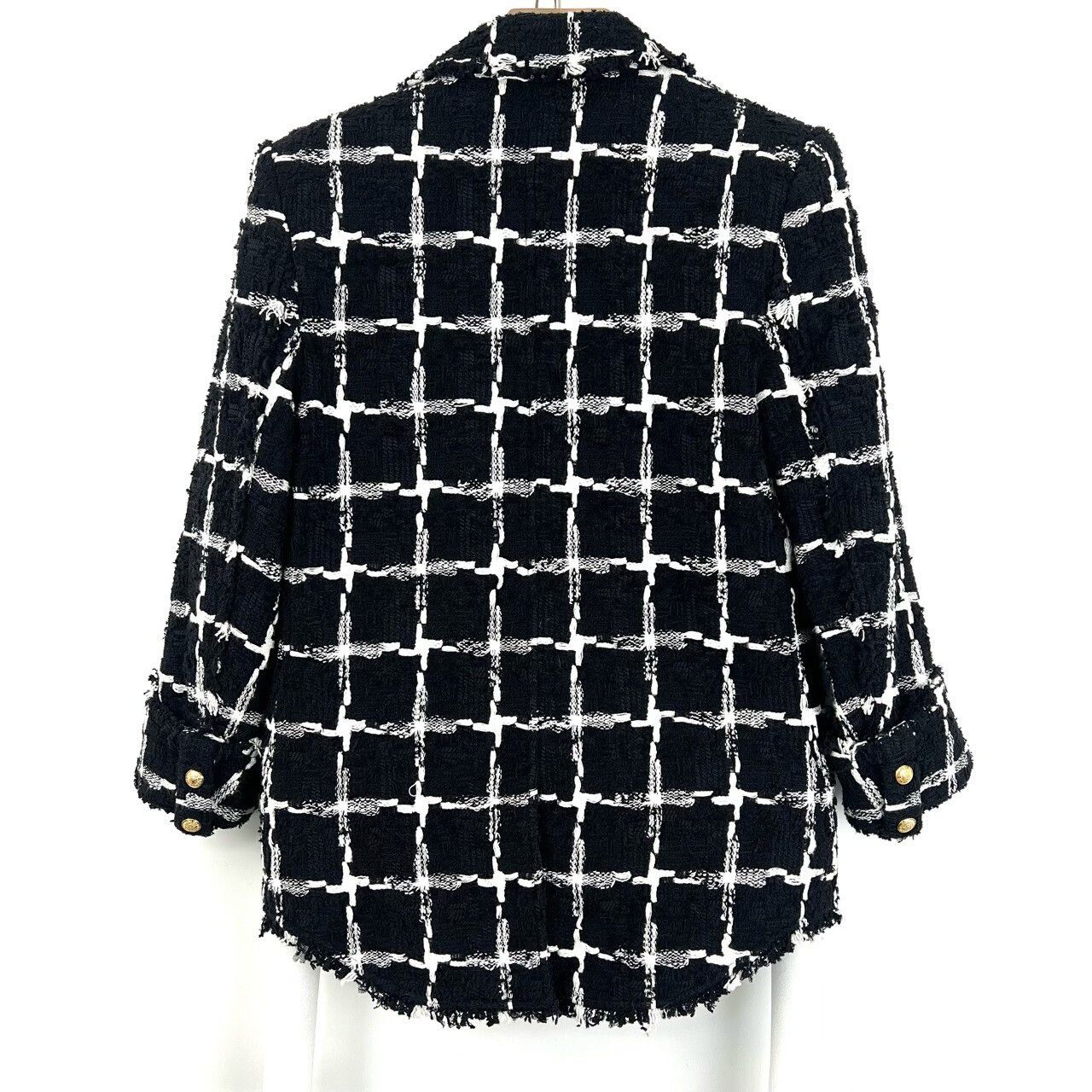 Balmain Balmain Black White Plaid Woven Gold Button Coat Size S / US 4 / IT 40 - 2 Thumbnail