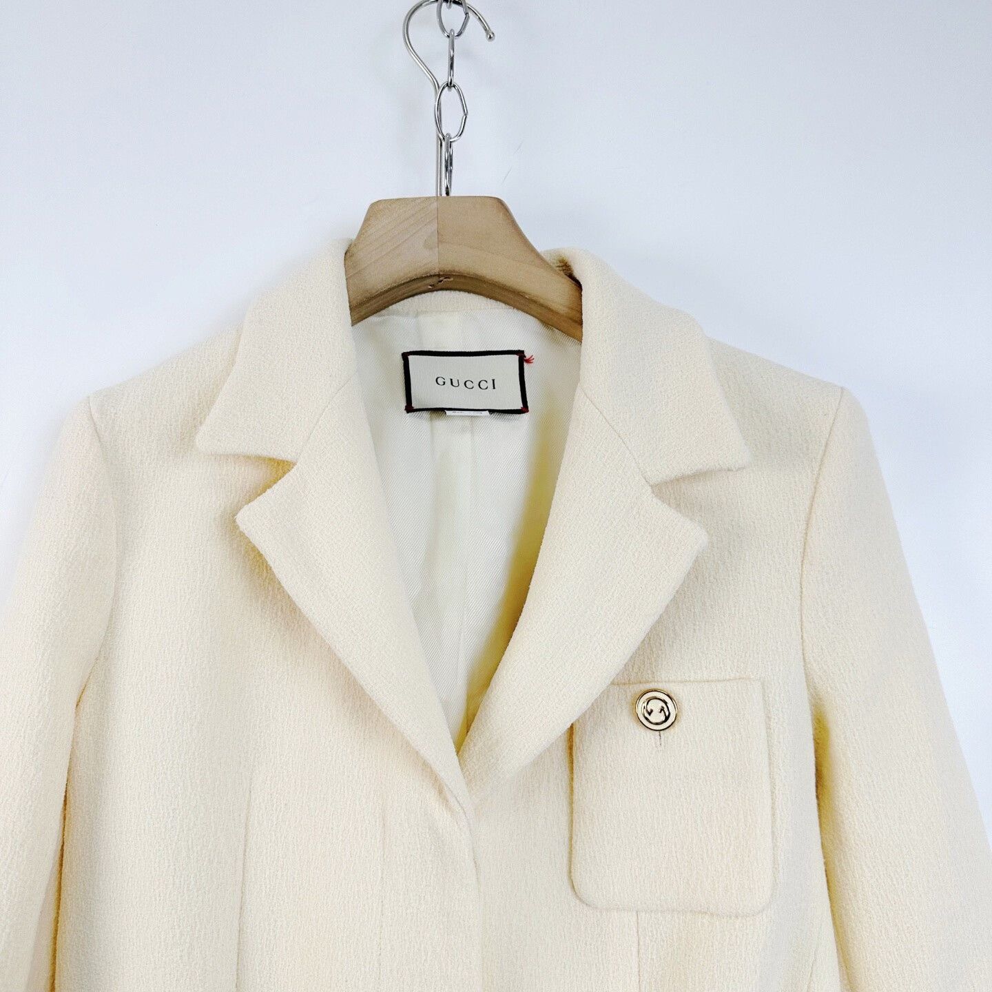 Gucci Gucci Beige Wool Single-Breasted Blazer Size M / US 6-8 / IT 42-44 - 3 Thumbnail