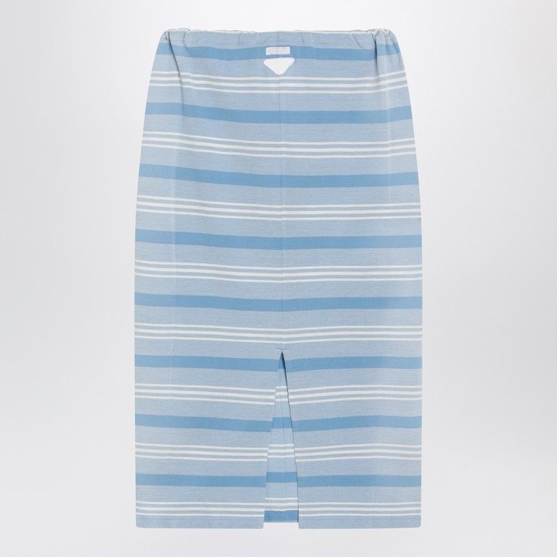 Prada Prada Gonna Midi In Piquet A Righe Celeste Size 27" / US 4 / IT 40 - 2 Thumbnail
