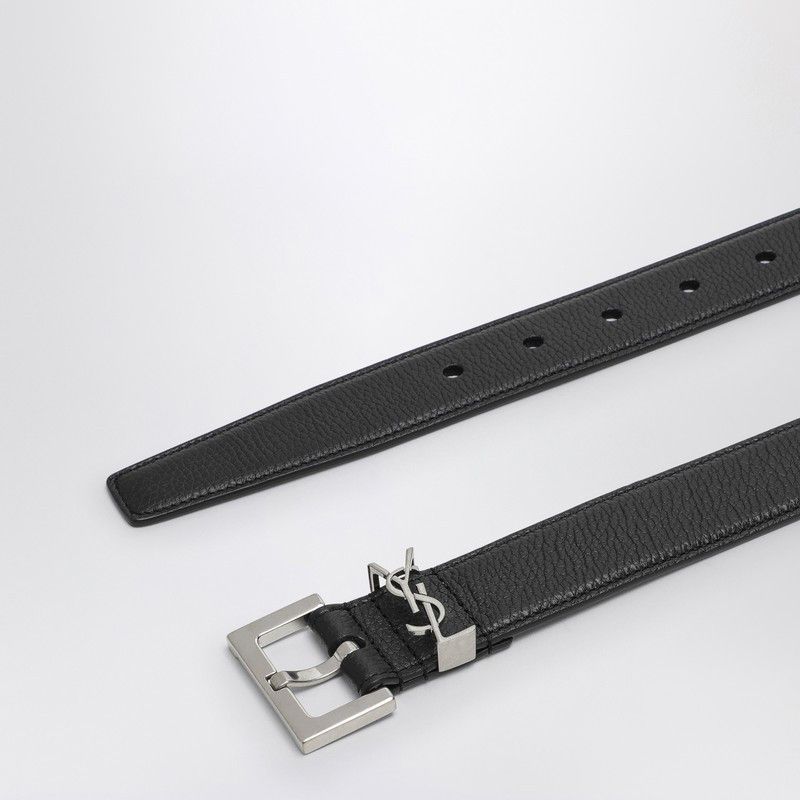 Saint Laurent Paris Saint Laurent Black Cassandre Belt In Grained Leather Size ONE SIZE - 2 Thumbnail