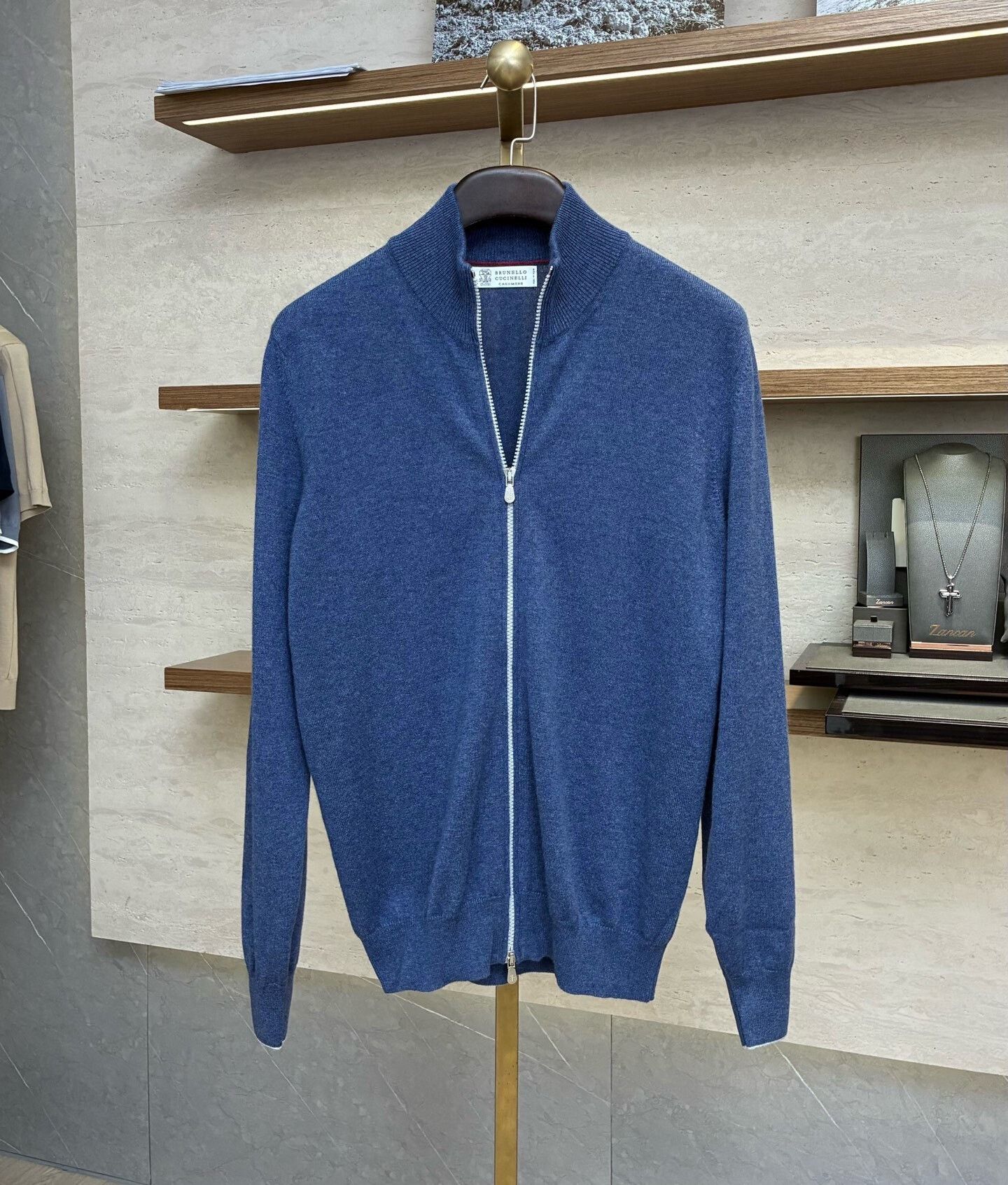 Brunello Cucinelli Blue Cashmere Zip Cardigan by Brunello Cucinelli Size US M / EU 48-50 / 2 - 3 Thumbnail