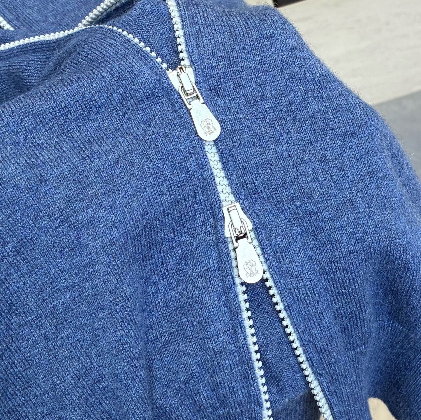 Brunello Cucinelli Blue Cashmere Zip Cardigan by Brunello Cucinelli Size US M / EU 48-50 / 2 - 6 Thumbnail