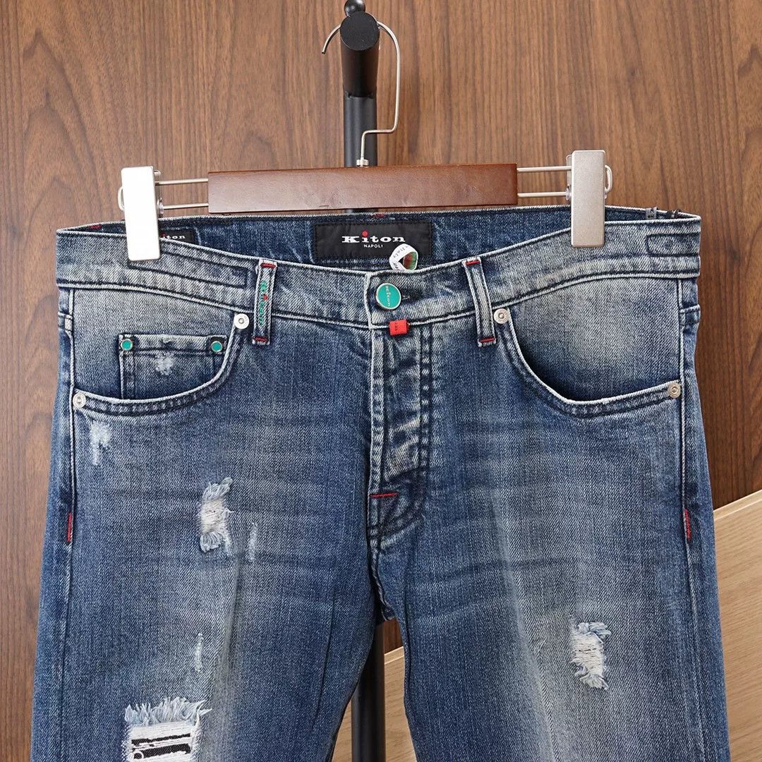 Kiton Kiton Distressed Denim Jeans for Sale Size US 33 - 3 Thumbnail