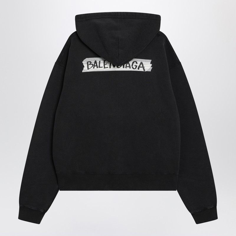 Balenciaga Balenciaga Black Washed Masking Tape Oversize Hoodie Size US S / EU 44-46 / 1 - 2 Thumbnail