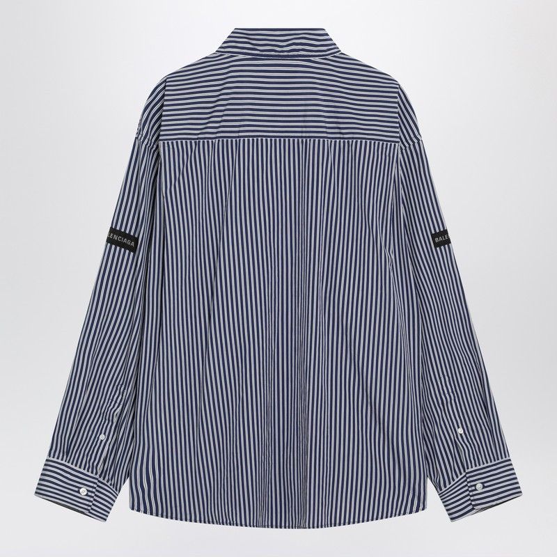 Balenciaga Balenciaga Oversize Navy Blue And White Striped Shirt Size US XS / EU 42 / 0 - 2 Thumbnail