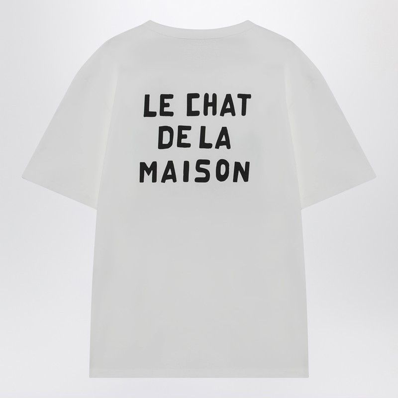 Valentino Valentino White T-Shirt With Le Chat De La Maison Print Size US M / EU 48-50 / 2 - 2 Thumbnail