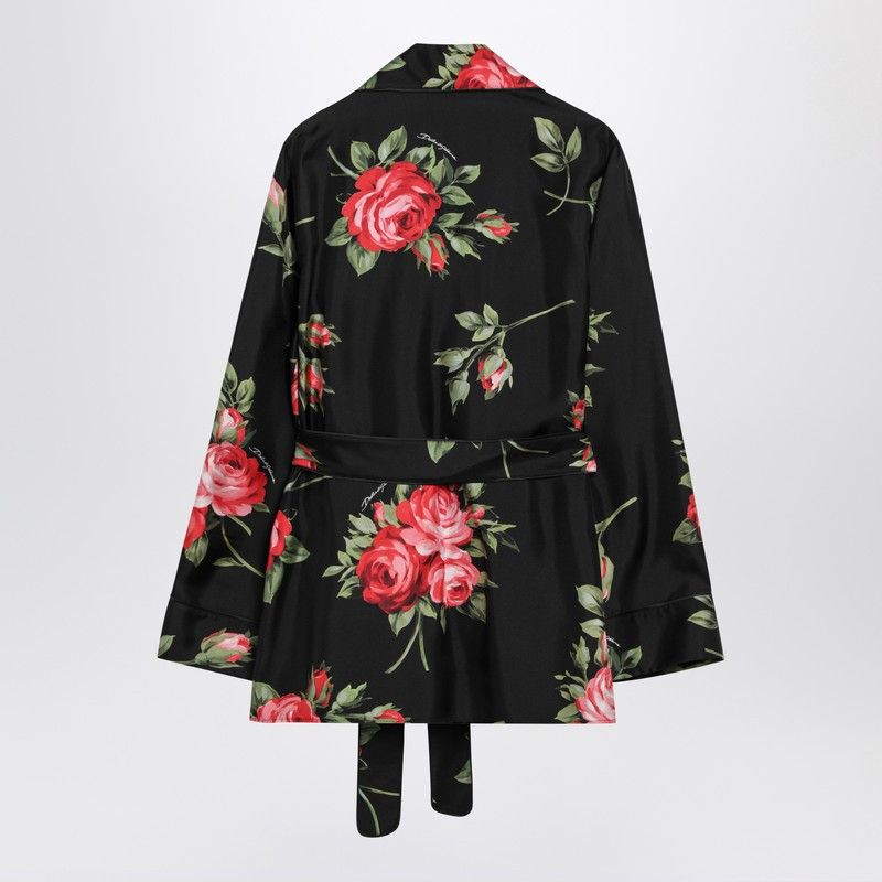 Dolce & Gabbana Dolce&Gabbana Black Vanity Shirt With Bouquet Rose Print Size M / US 6-8 / IT 42-44 - 2 Thumbnail