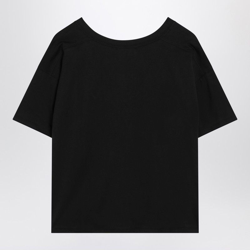 Loulou de Saison Loulou De Saison Black Cotton V-Neck T-Shirt Size S / US 4 / IT 40 - 2 Thumbnail