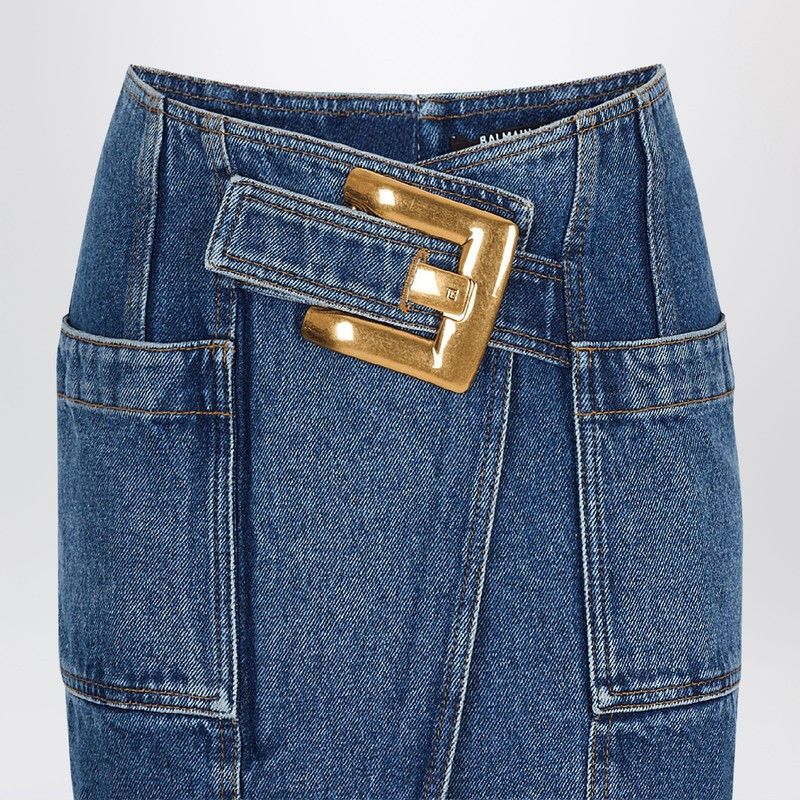 Balmain Balmain Denim Skirt With Belt Size 32" / US 10 / IT 46 - 2 Thumbnail