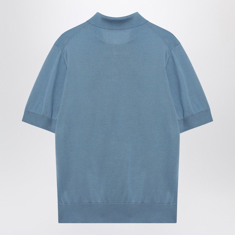 Dolce & Gabbana Dolce&Gabbana Light Blue Silk Polo Shirt Size US L / EU 52-54 / 3 - 2 Thumbnail