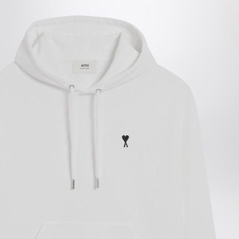 AMI Ami Paris White Ami De Coeur Hooded Sweatshirt Size US S / EU 44-46 / 1 - 2 Thumbnail