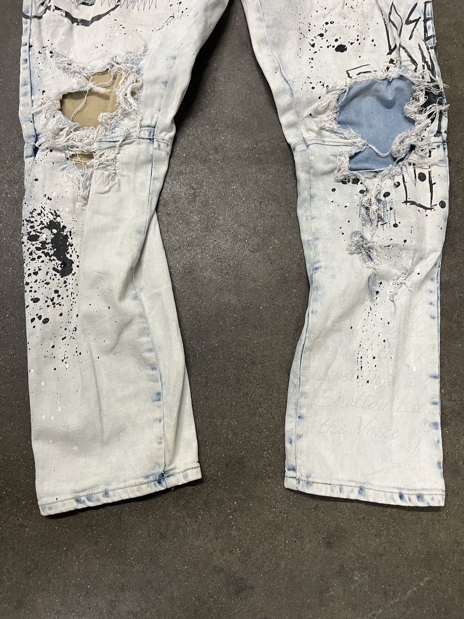 Vintage Distressed Boro Style Printed Fray Patched Jeans Size 38 Size US 38 / EU 54 - 3 Thumbnail