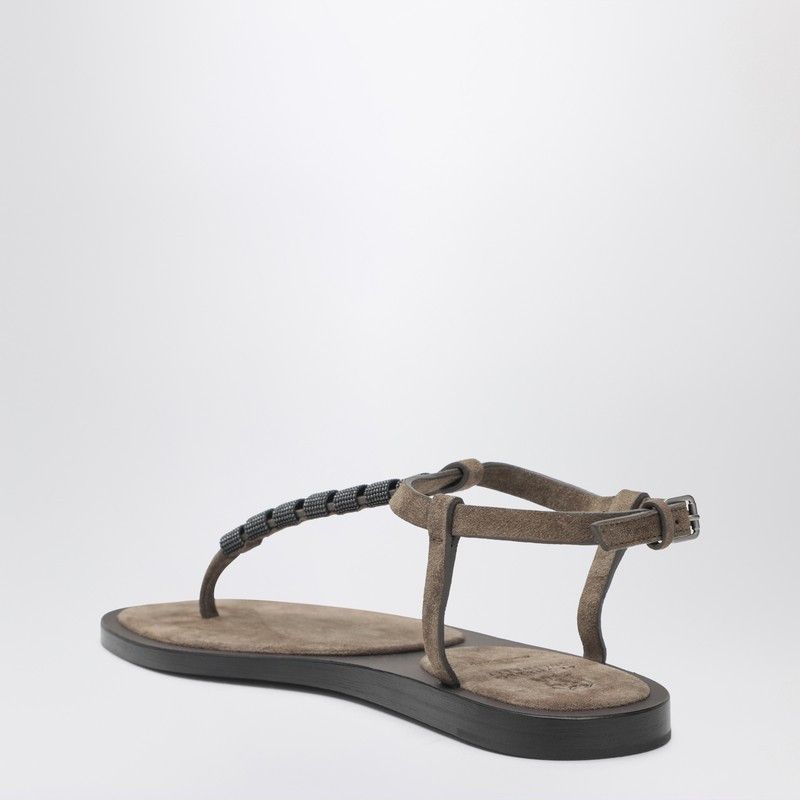 Brunello Cucinelli Brunello Cucinelli Suede Thong Sandals With Precious Straps Size US 6 / IT 36 - 2 Thumbnail