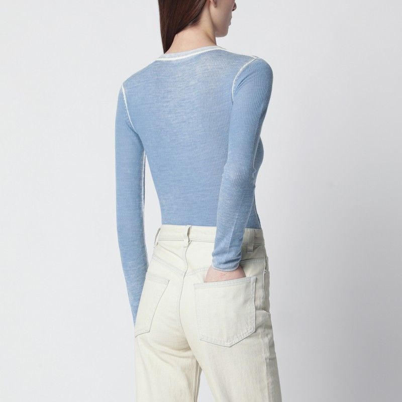 6397 6397 Light Blue Ribbed Vintage-Effect Knit Size ONE SIZE - 2 Thumbnail