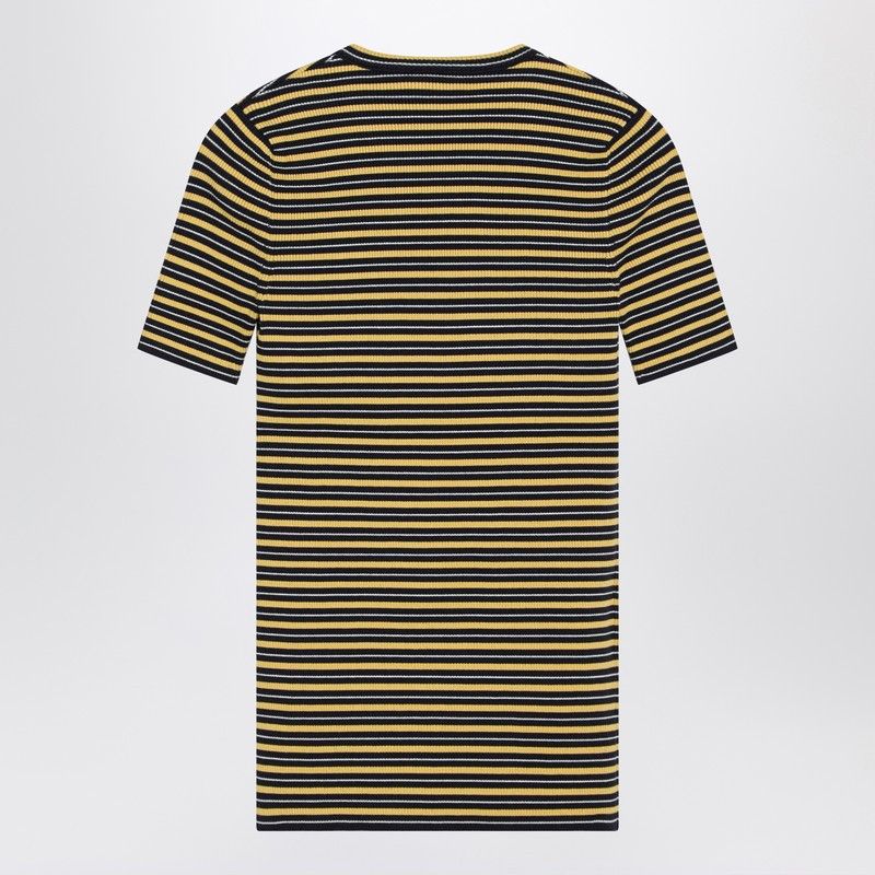 Prada Prada Navy/Yellow Striped Stretch Cotton T-Shirt Size M / US 6-8 / IT 42-44 - 2 Thumbnail