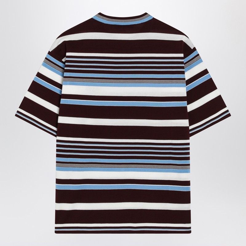 Prada Prada Amaranth And Light Blue Striped Cotton T-Shirt Size S / US 4 / IT 40 - 2 Thumbnail