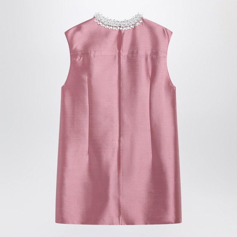 Prada Prada Short Wool And Silk Dress In Pink With Rhinestones Size XS / US 0-2 / IT 36-38 - 2 Thumbnail