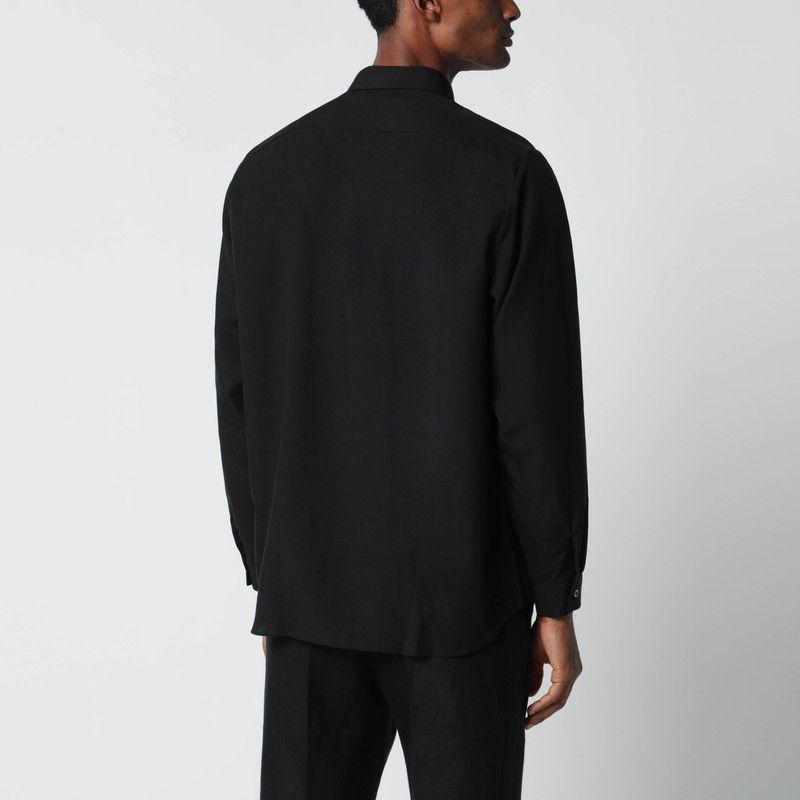 Lardini Lardini Black Linen-Blend Shirt Size US M / EU 48-50 / 2 - 2 Thumbnail