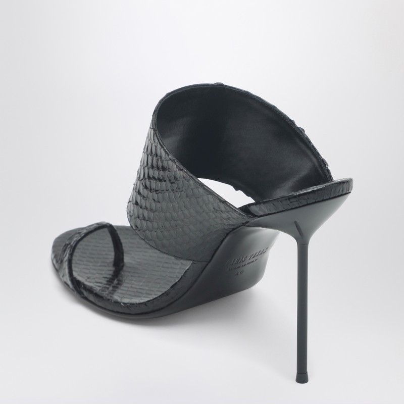 Paris Texas Paris Texas Lidia Python-Effect Black Leather Thong Mule Size US 10 / IT 40 - 2 Thumbnail
