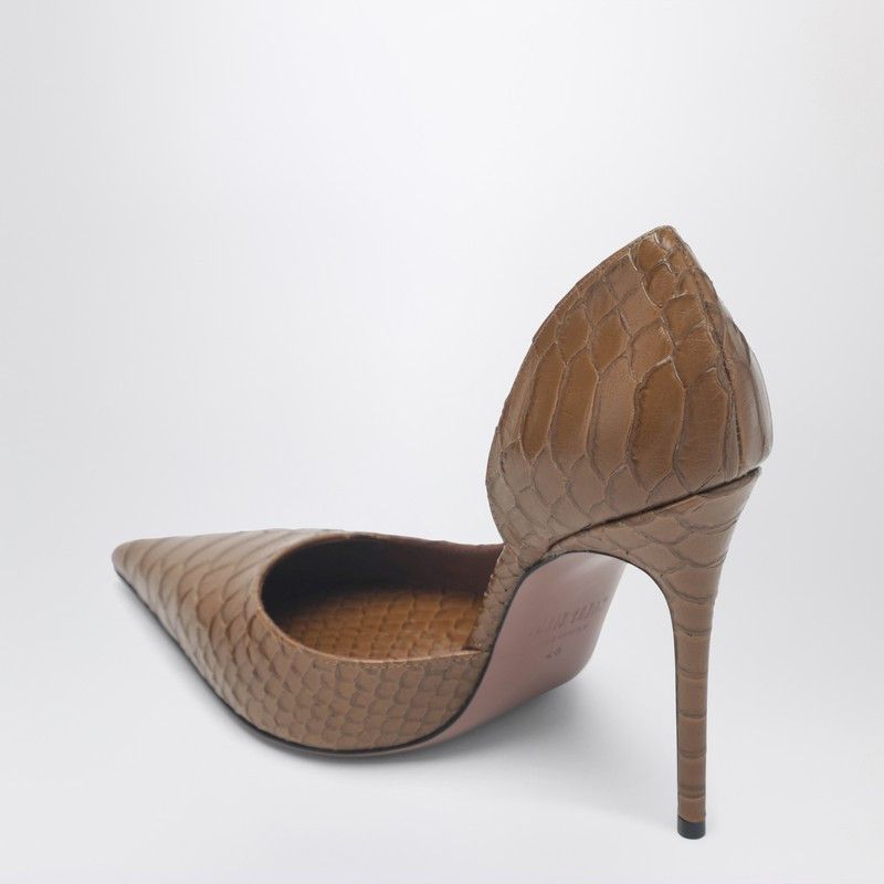 Paris Texas Paris Texas Vera 105 Coffee-Colored Leather Pumps With Python-Effect Size US 9.5 / IT 39.5 - 2 Thumbnail