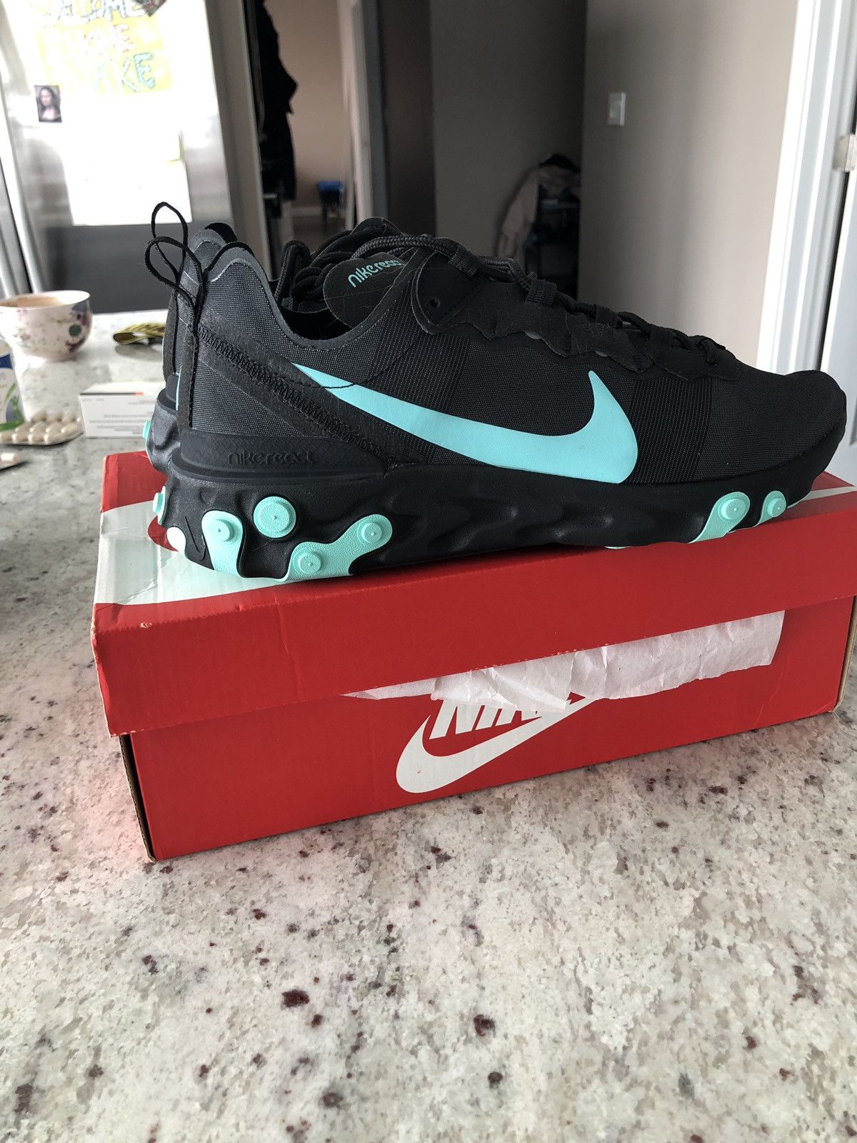Nike Nike React Element 55 Black Aurora Green Men Sz. 9.5 Grailed