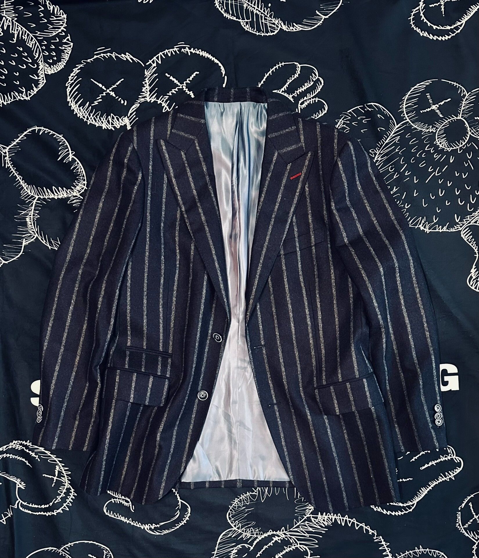 Freewheelers Navy Blue Striped Wool Blazer Size US M / EU 48-50 / 2 - 5 Thumbnail