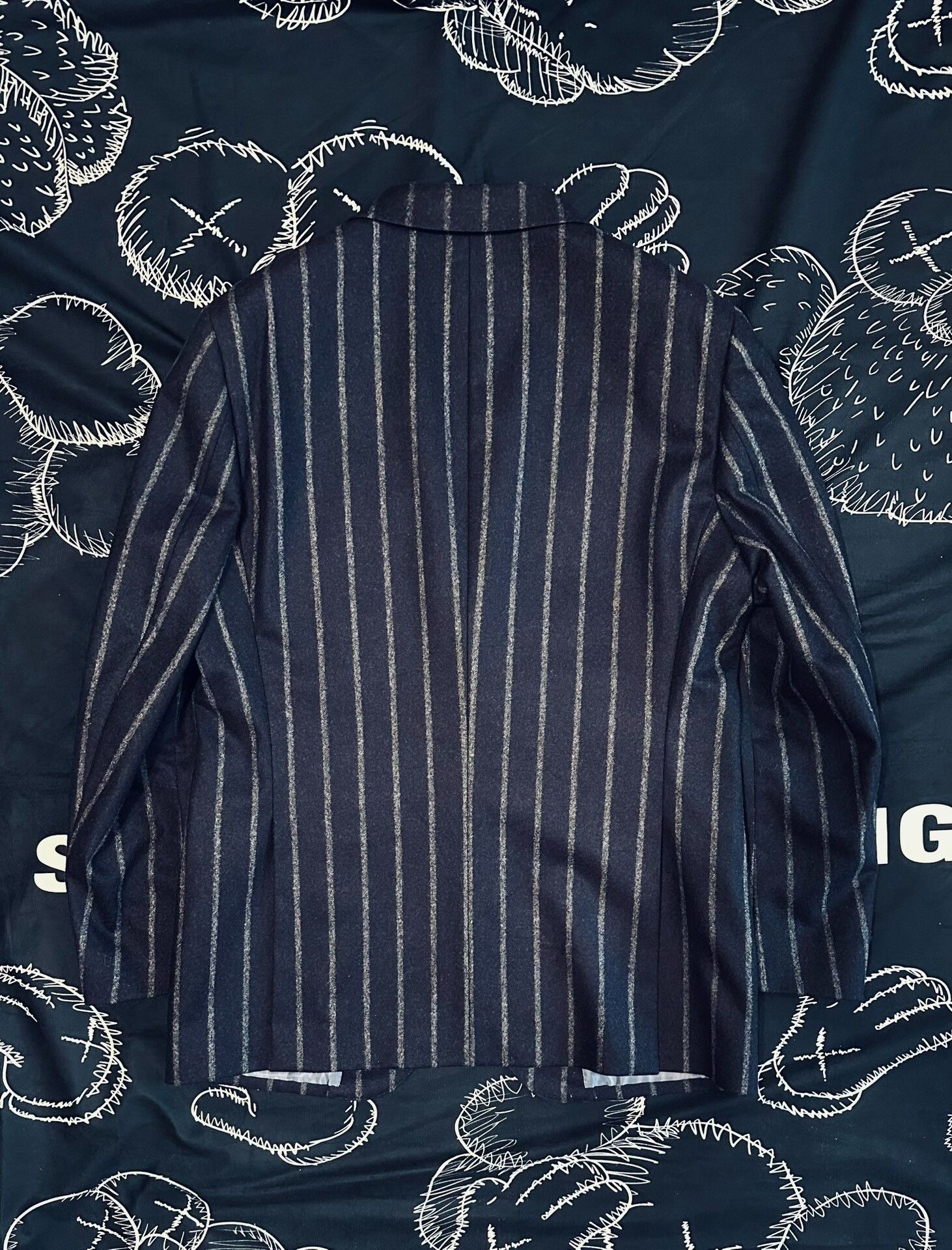 Freewheelers Navy Blue Striped Wool Blazer Size US M / EU 48-50 / 2 - 6 Thumbnail