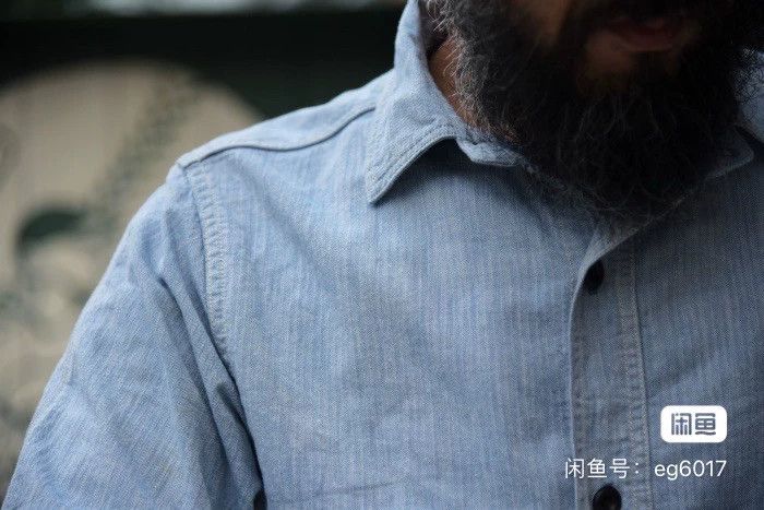 Freewheelers Vintage Blue HBT Shirt with Asymmetric Pockets Size US M / EU 48-50 / 2 - 8 Thumbnail