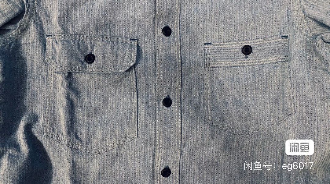Freewheelers Vintage Blue HBT Shirt with Asymmetric Pockets Size US M / EU 48-50 / 2 - 4 Thumbnail