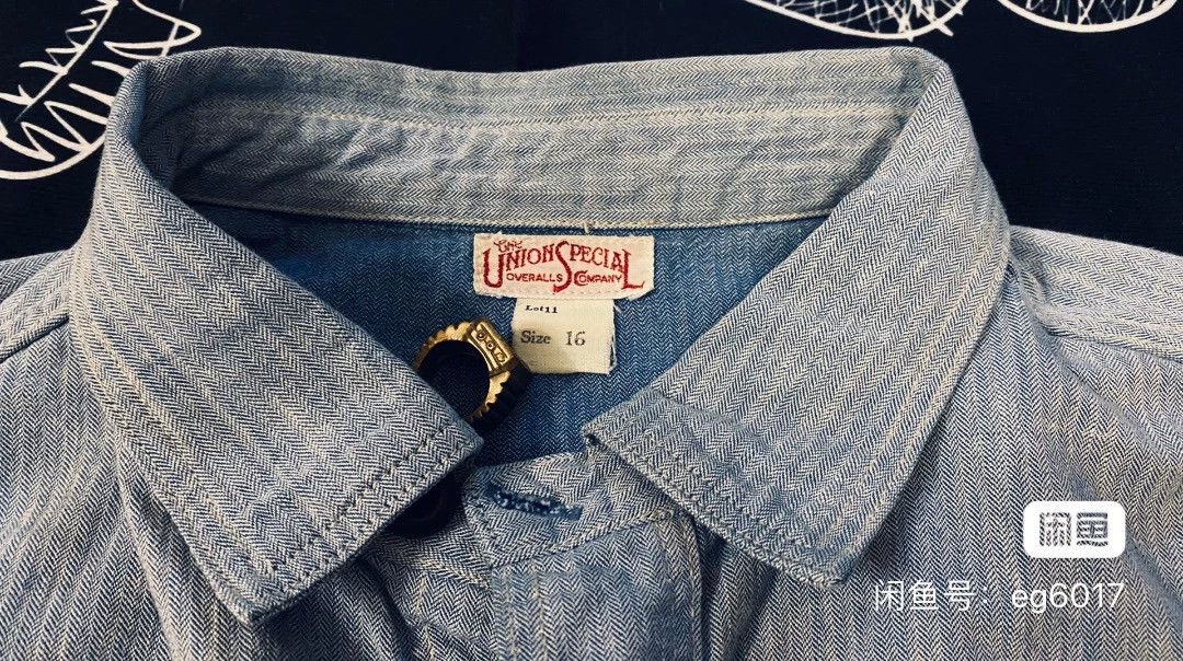 Freewheelers Vintage Blue HBT Shirt with Asymmetric Pockets Size US M / EU 48-50 / 2 - 3 Thumbnail
