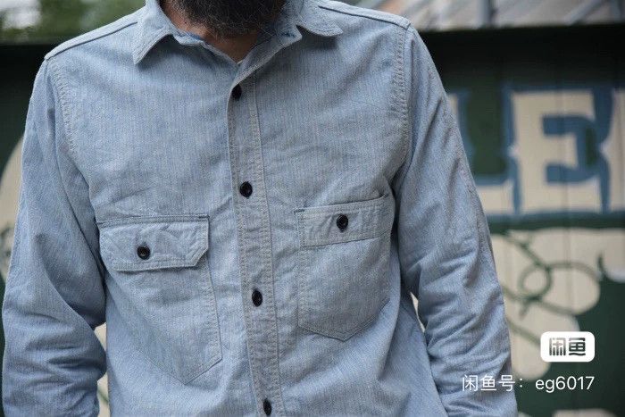 Freewheelers Vintage Blue HBT Shirt with Asymmetric Pockets Size US M / EU 48-50 / 2 - 7 Thumbnail