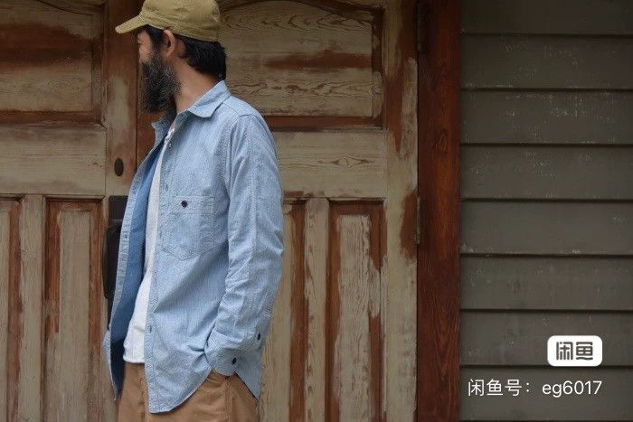 Freewheelers Vintage Blue HBT Shirt with Asymmetric Pockets Size US M / EU 48-50 / 2 - 9 Thumbnail