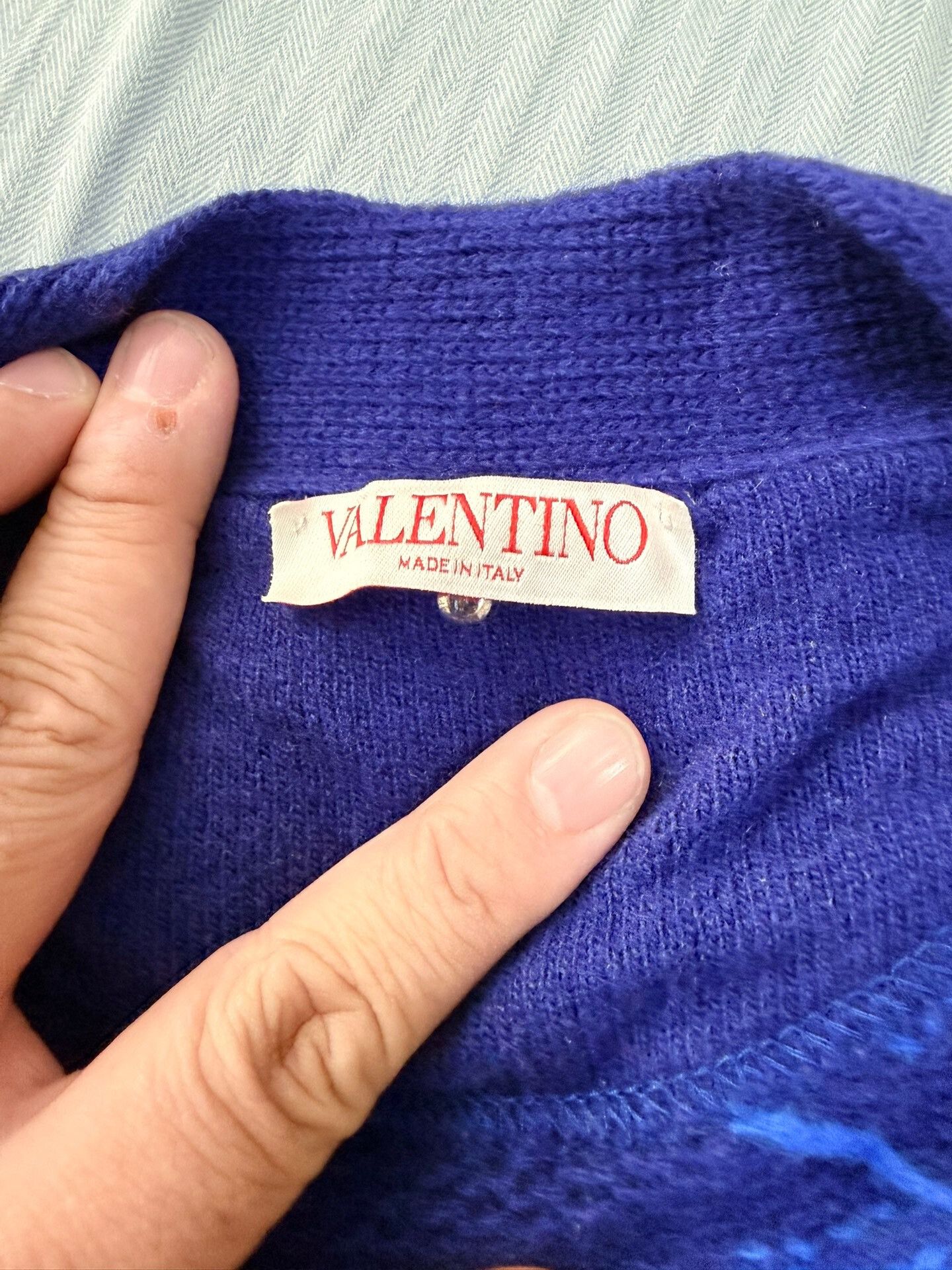 Valentino Valentino Blue Camouflage Wool Cardigan Size US S / EU 44-46 / 1 - 3 Thumbnail
