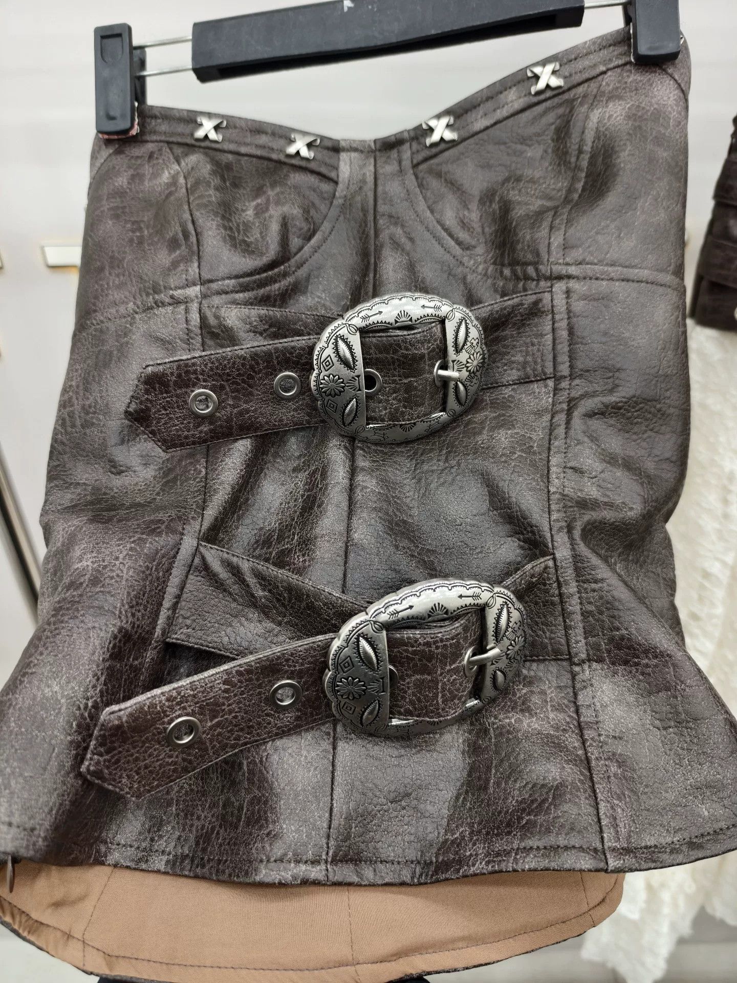 No Future Vintage Punk Style PU Top and Skirt Set Size M / US 6-8 / IT 42-44 - 4 Thumbnail