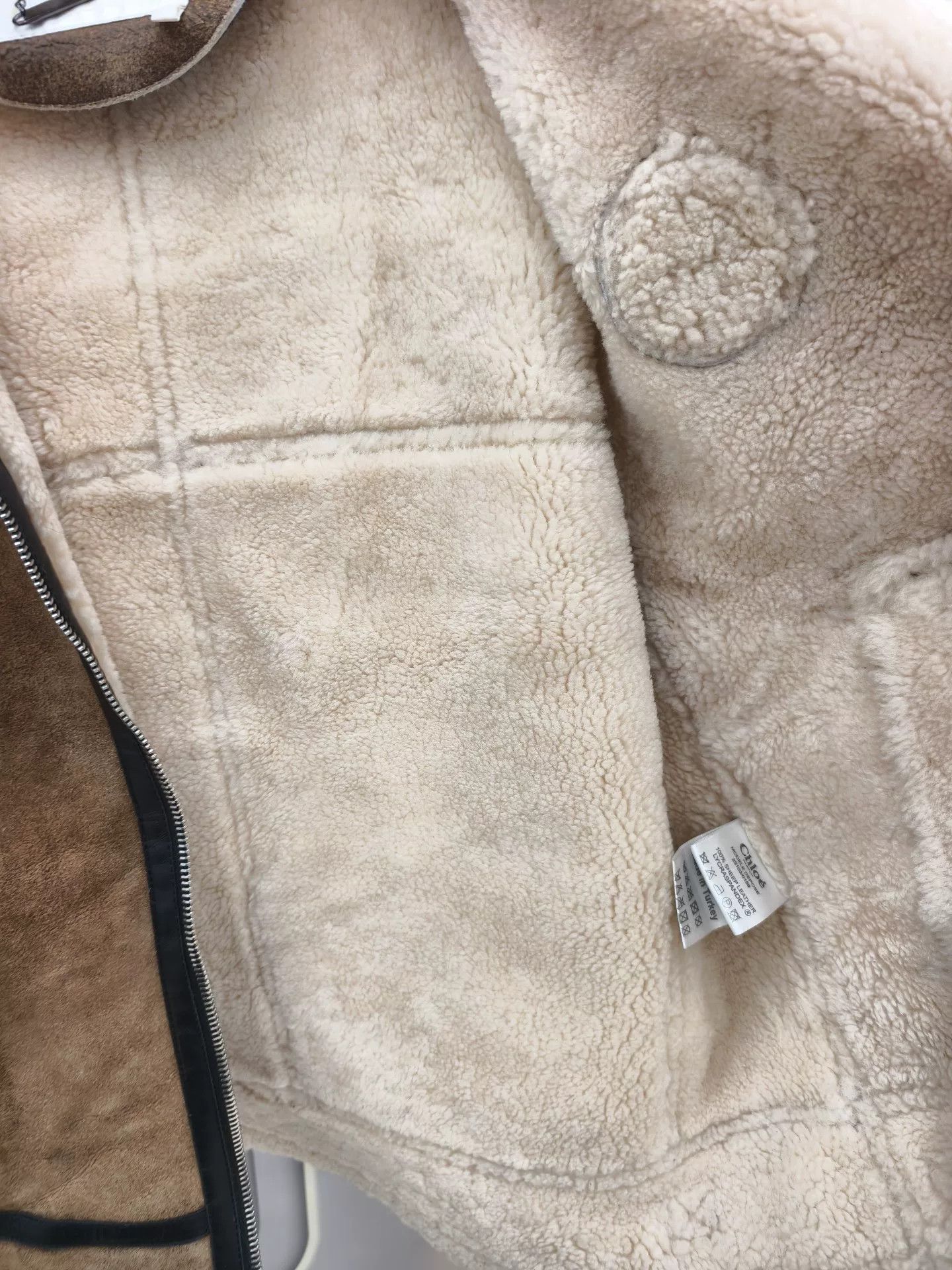 Chloe Chloe Brown Shearling Biker Jacket Size S / US 4 / IT 40 - 5 Thumbnail