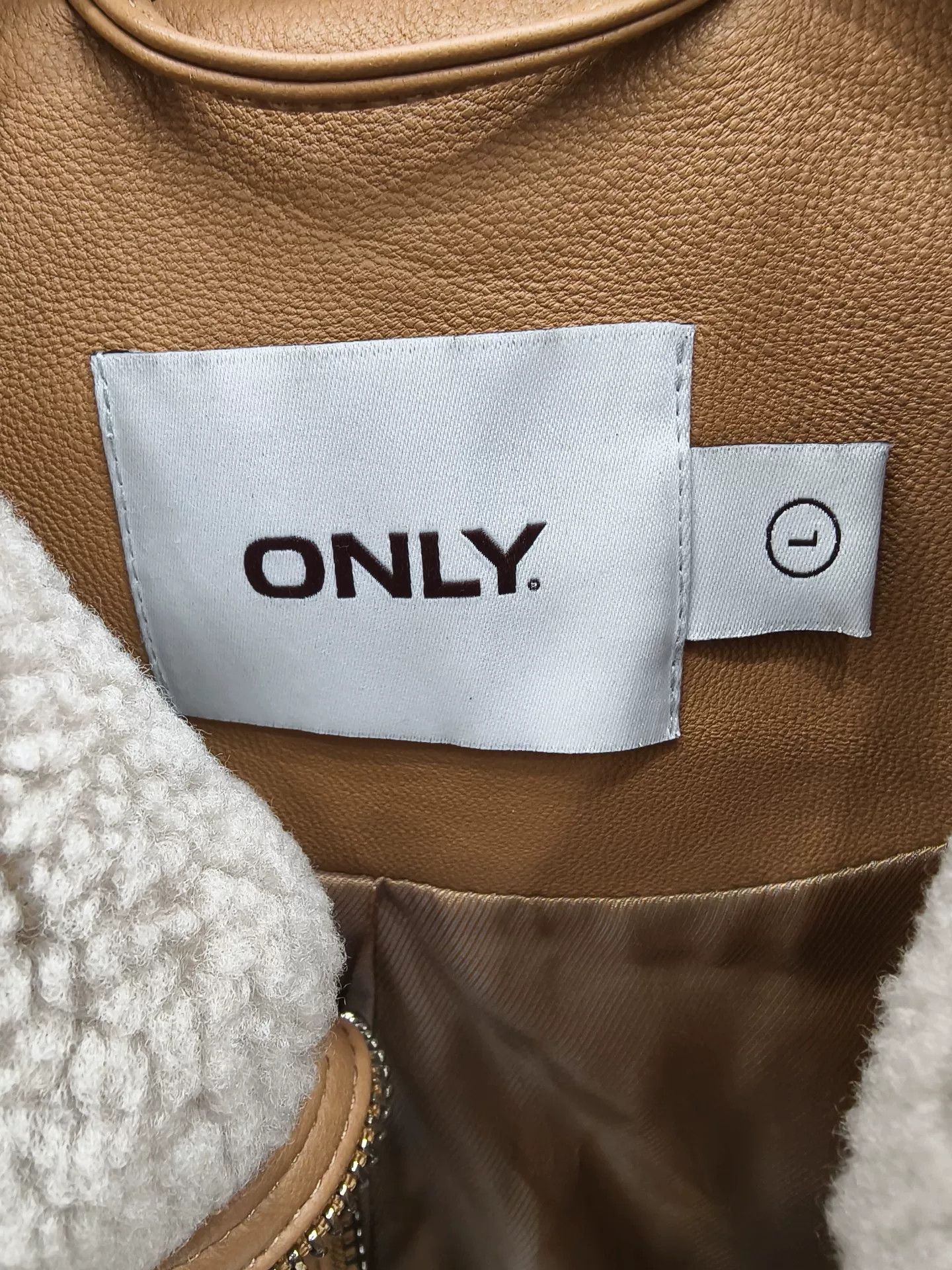 ONLY & SONS ONLY Beige Sheepskin Leather Jacket Size L / US 10 / IT 46 - 2 Thumbnail