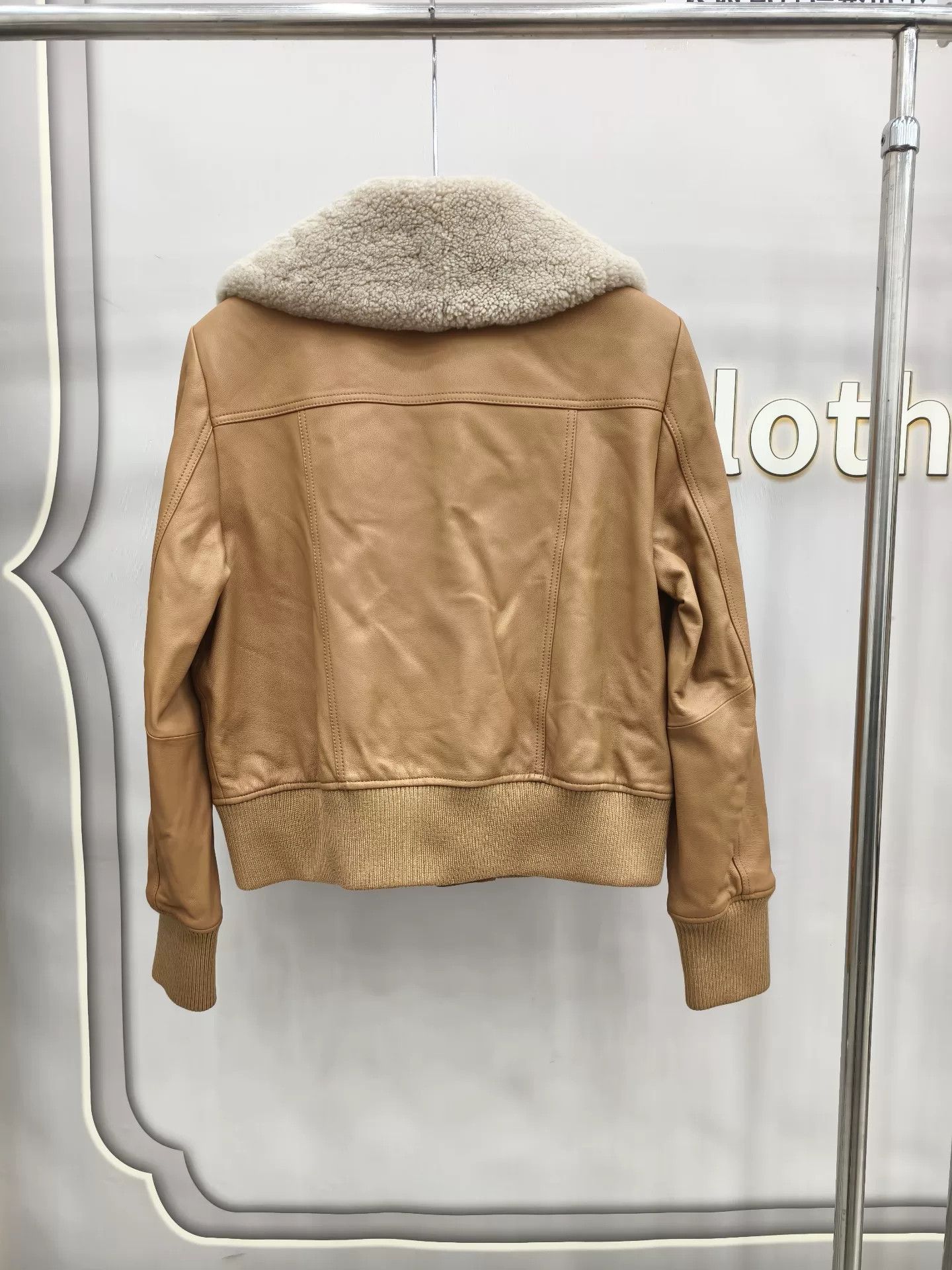 ONLY & SONS ONLY Beige Sheepskin Leather Jacket Size L / US 10 / IT 46 - 6 Thumbnail