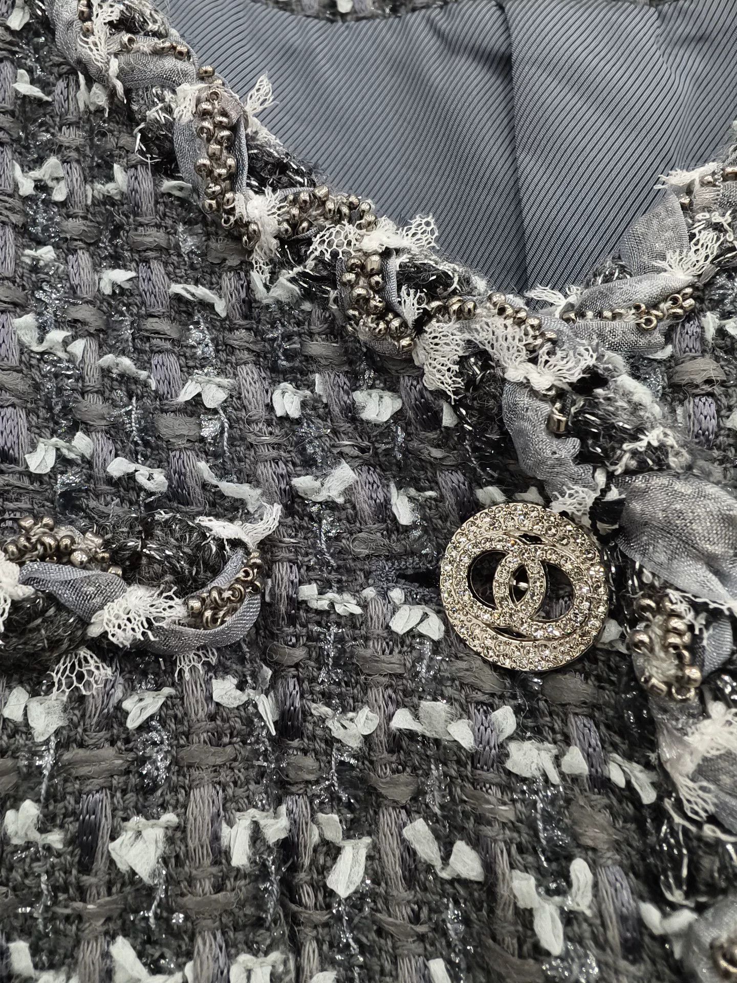 Chanel Black Tweed Jacket with Crystal Buttons Size S / US 4 / IT 40 - 2 Thumbnail