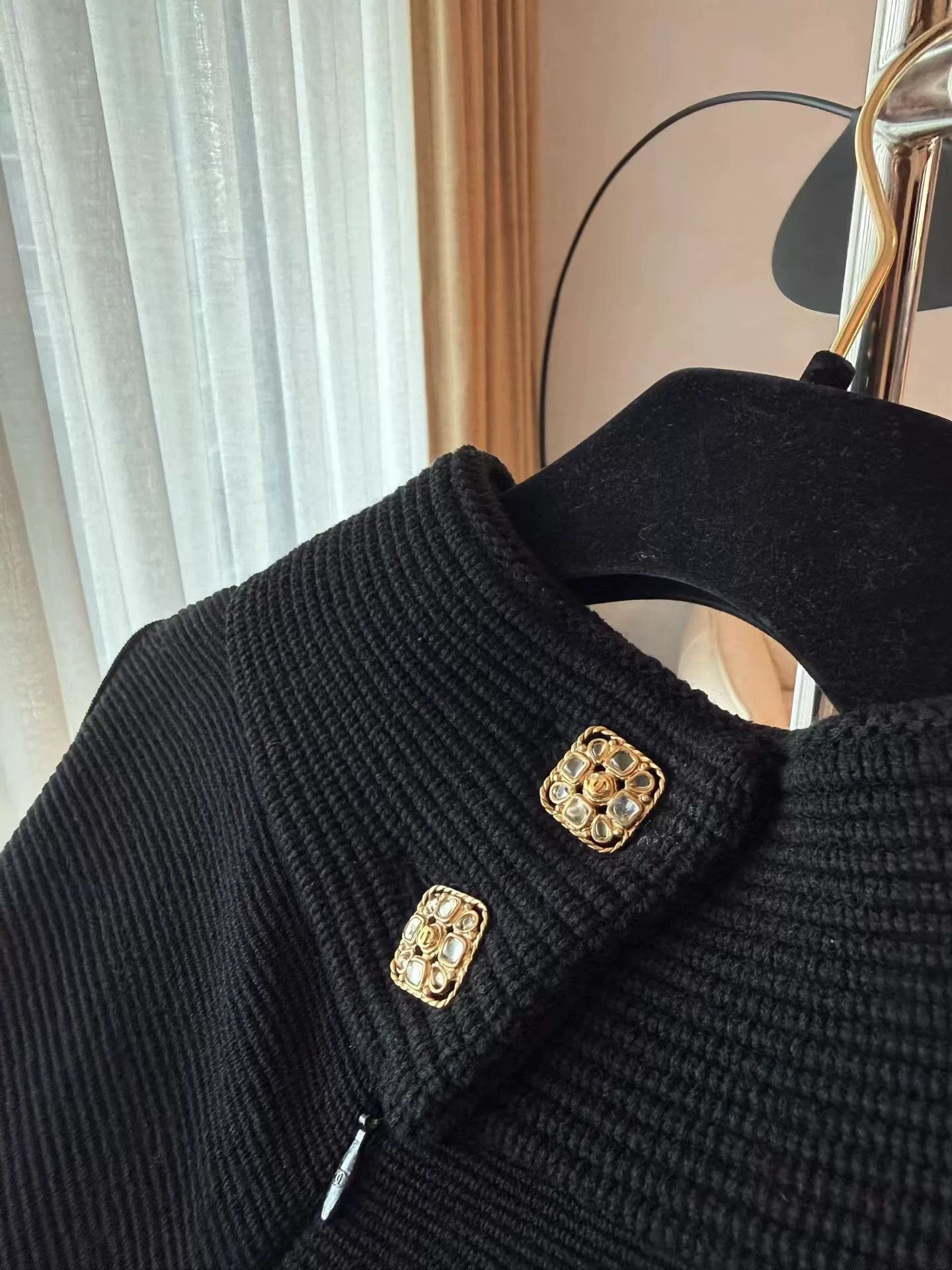 Chanel Elegant Black Chanel Knit Dress with Crystal Buttons Size S / US 4 / IT 40 - 4 Thumbnail
