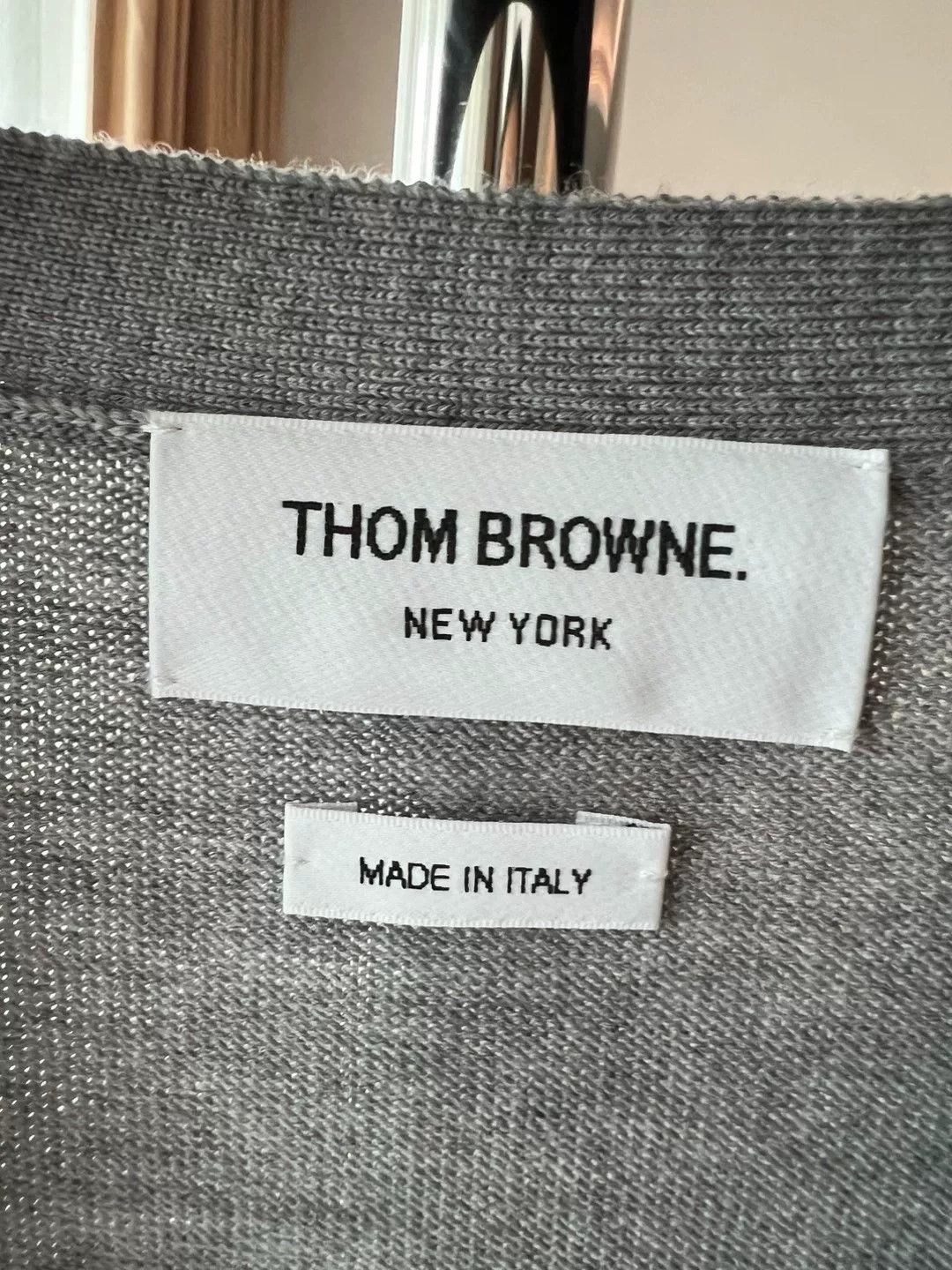 Thom Browne Gray Striped Cardigan by Thom Browne Size US L / EU 52-54 / 3 - 6 Thumbnail