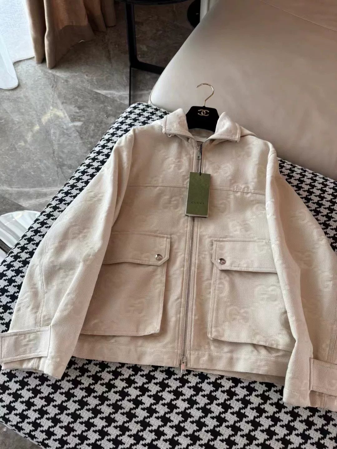 Gucci Gucci Beige Logo Denim Hooded Jacket Size XXS / US 00 / IT 34 - 4 Thumbnail