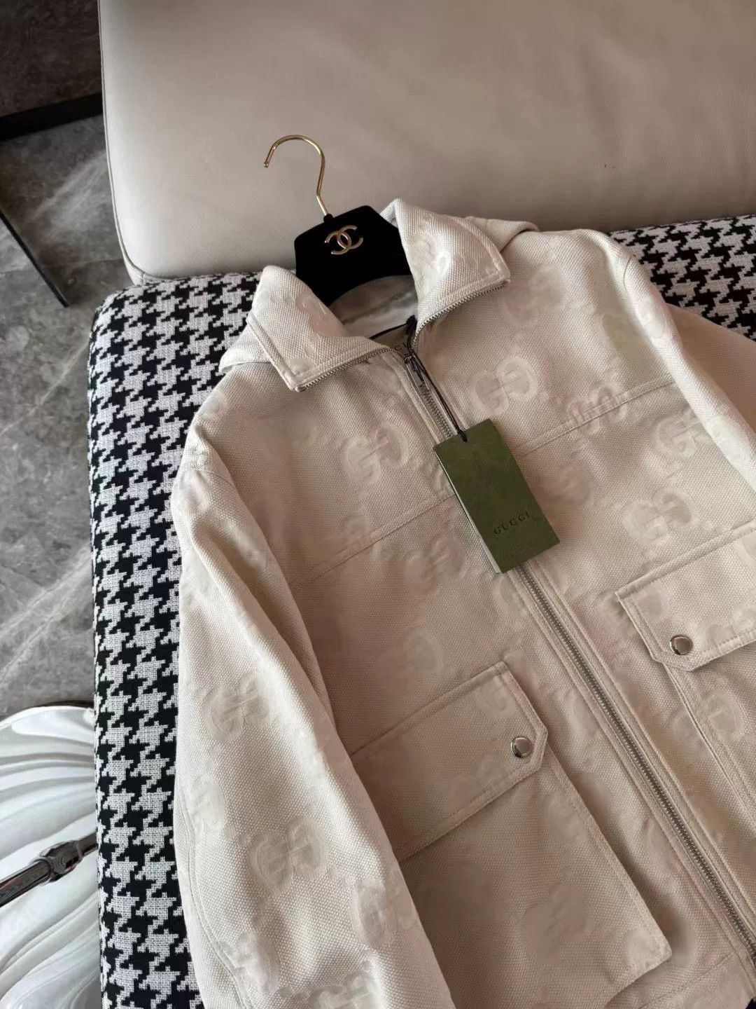 Gucci Gucci Beige Logo Denim Hooded Jacket Size XXS / US 00 / IT 34 - 5 Thumbnail