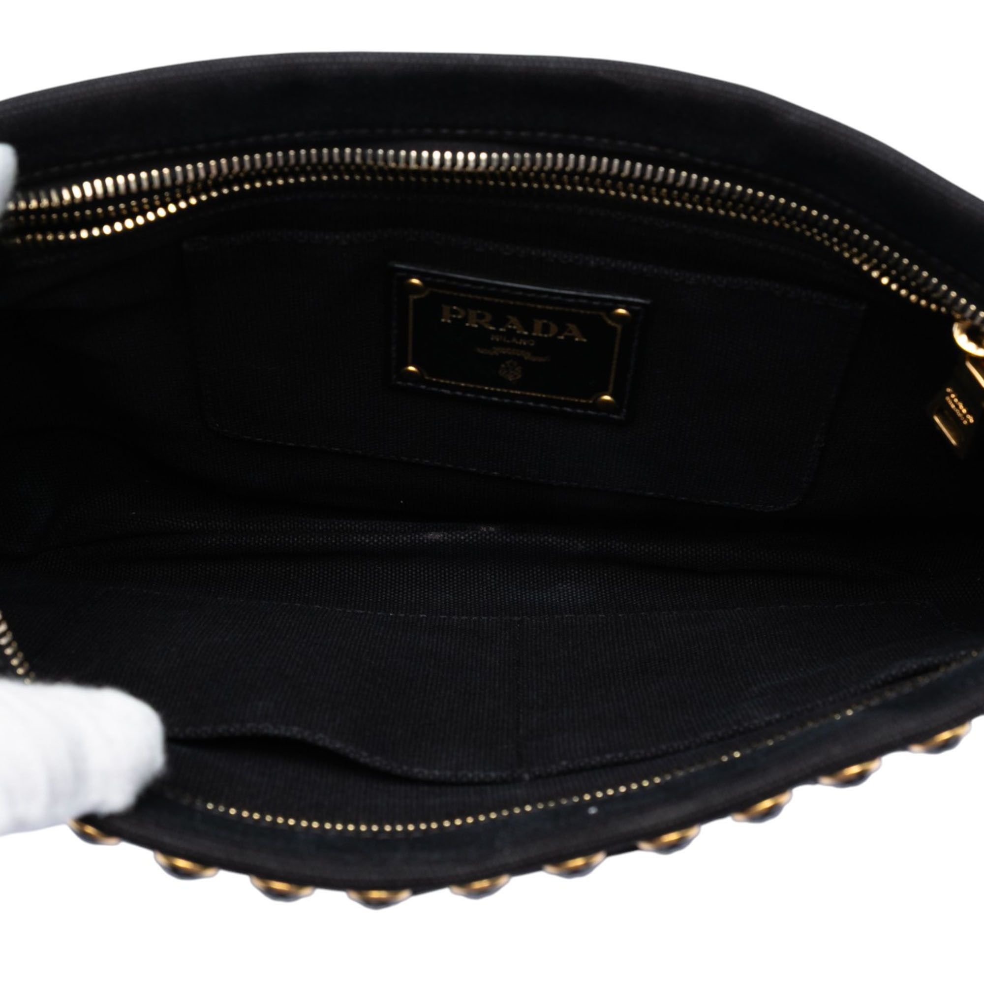 Prada Prada Canvas Canapa Studded Vernice Clutch Size ONE SIZE - 4 Thumbnail