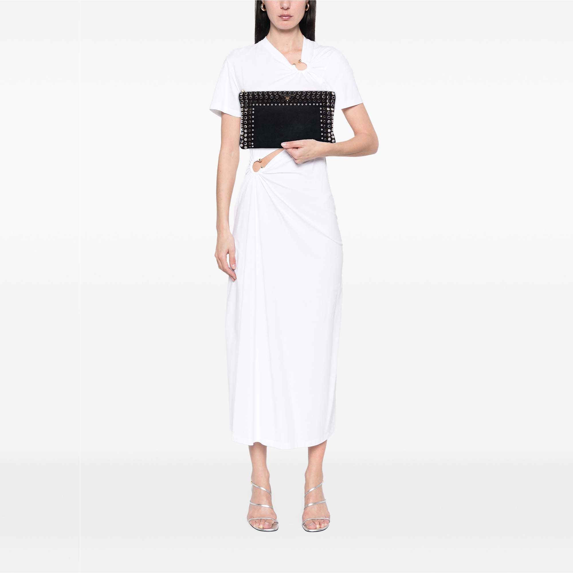 Prada Prada Canvas Canapa Studded Vernice Clutch Size ONE SIZE - 6 Thumbnail