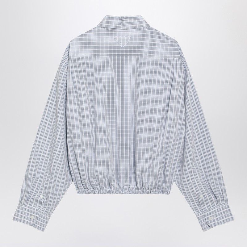 Prada Prada Cropped Check-Pattern Shirt In White/Light Blue Size US L / EU 52-54 / 3 - 2 Thumbnail