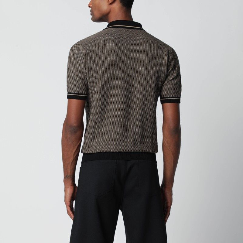 Tagliatore Tagliatore Brown Polo Shirt With Jacquard Pattern Size US XL / EU 56 / 4 - 2 Thumbnail