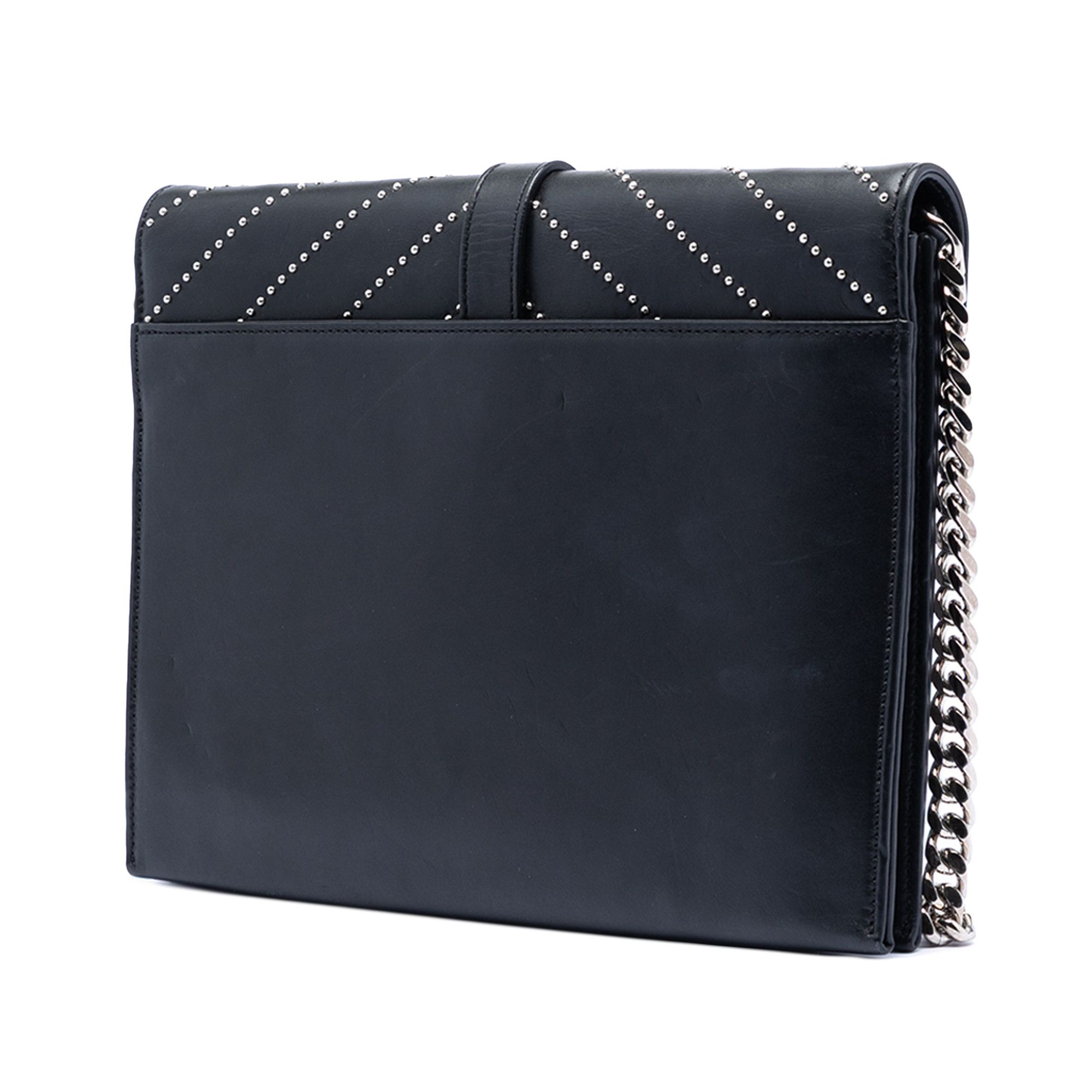Yves Saint Laurent Yves Saint Laurent Studded Chevron Calfskin Monogram Envelope Chain Flap Size ONE SIZE - 2 Thumbnail