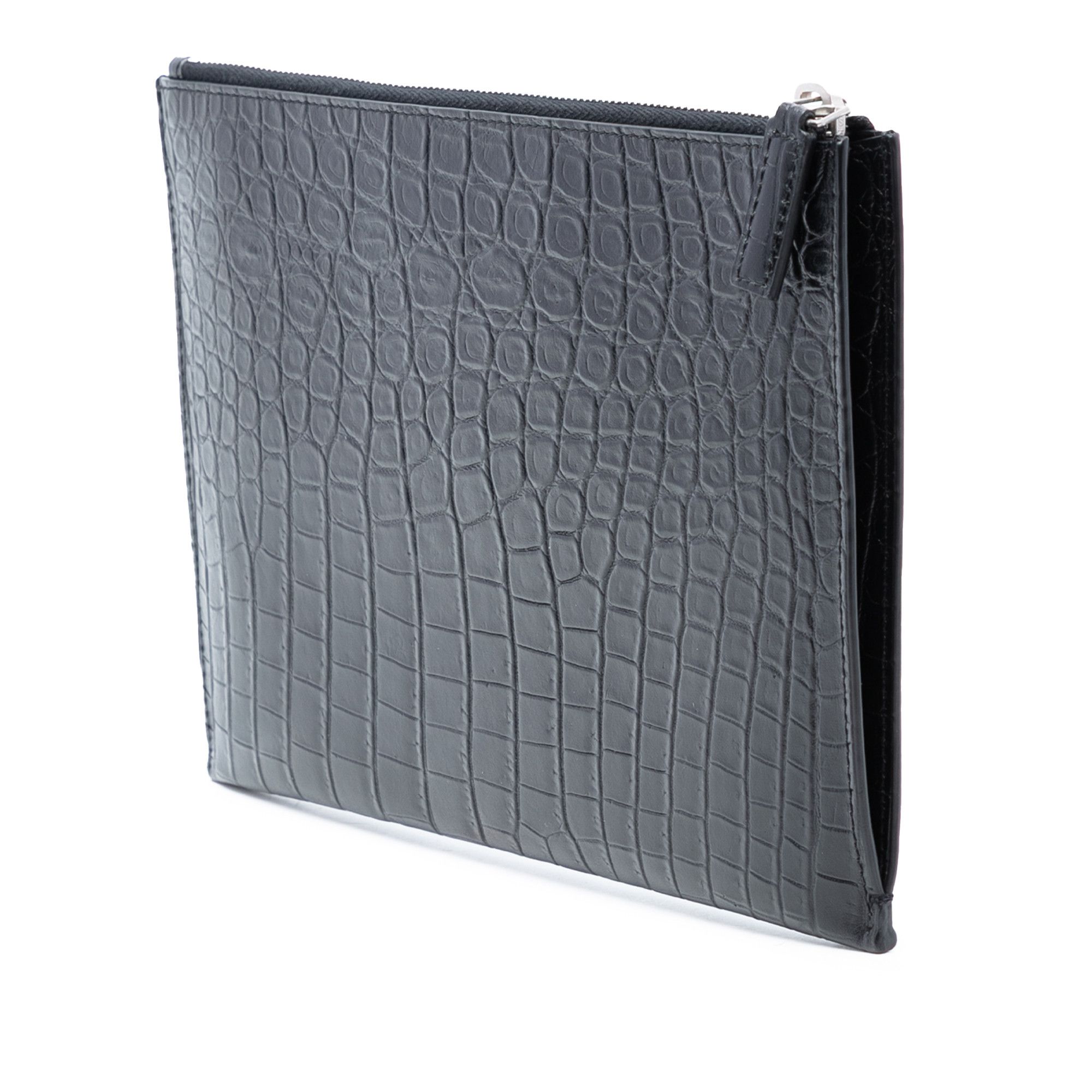 Yves Saint Laurent Yves Saint Laurent Croc Embossed Leather Clutch Size ONE SIZE - 2 Thumbnail